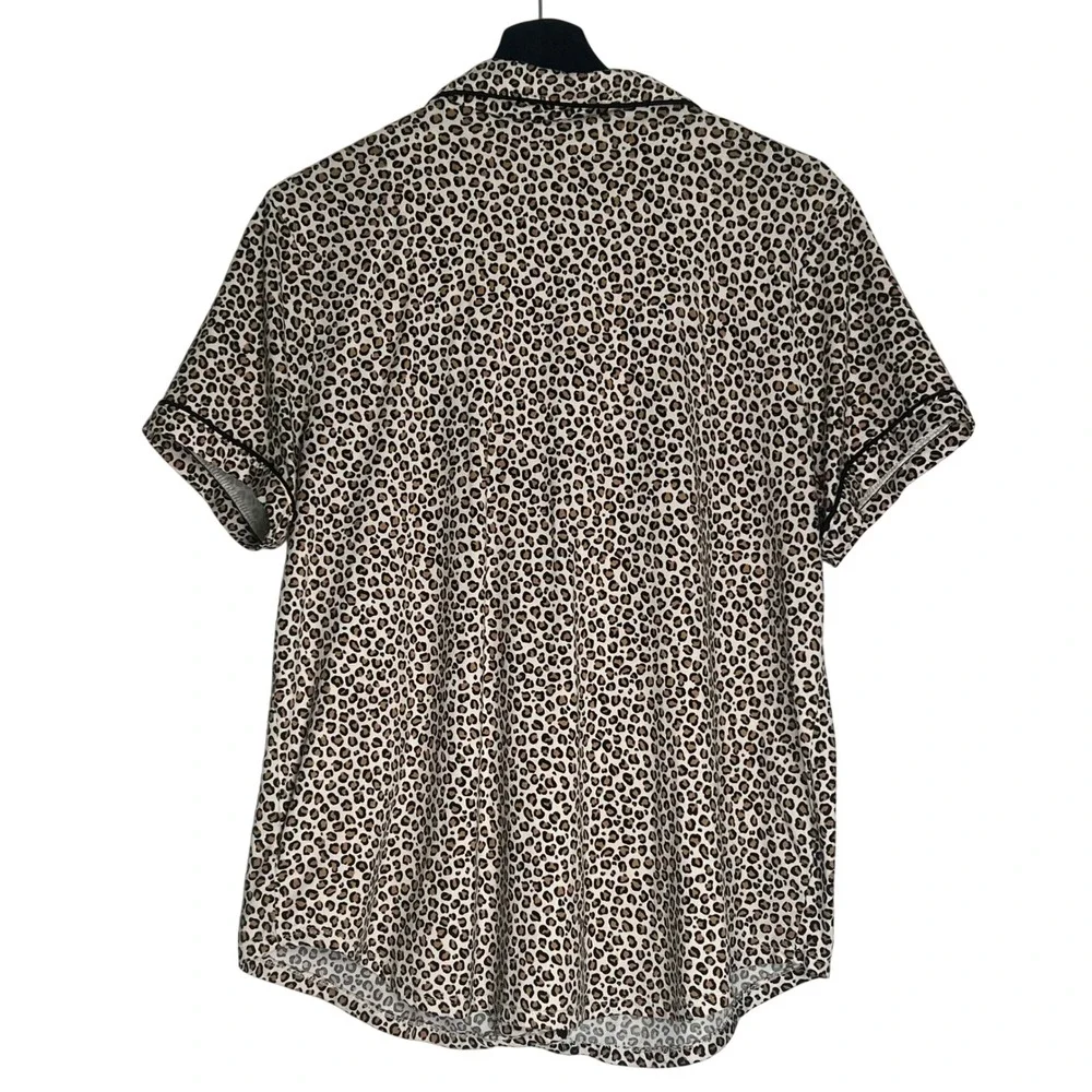 Secret Treasures‎ Womens Leopard Print Pajama Set Large Beige Short Sleeve Crop